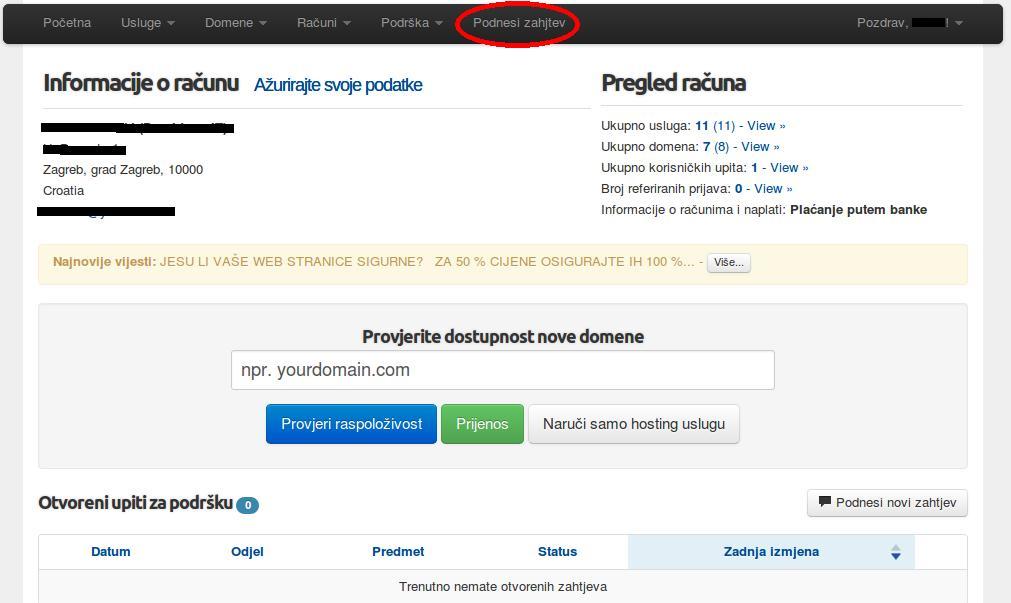 Odaberi podnesi zahtjev