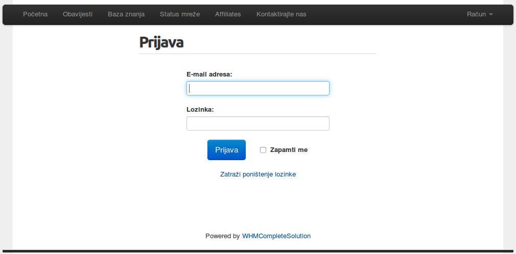 Prijava u korisničku zonu