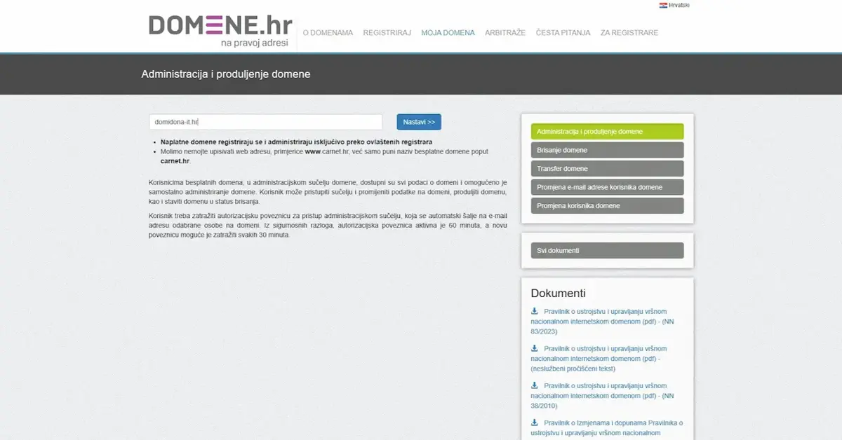 Kako promijeniti ili dodati administratora .hr domena?